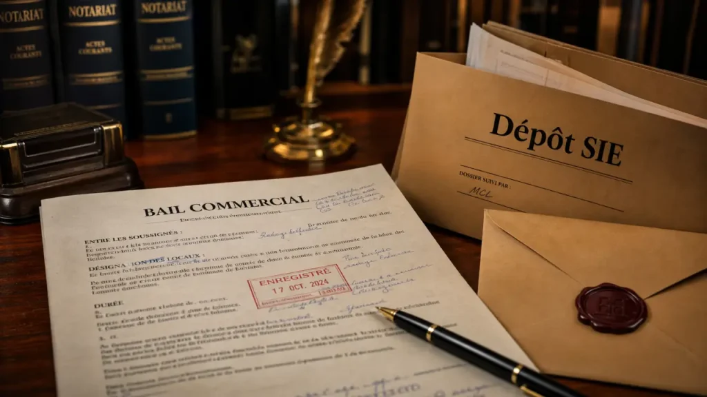 Enregistrement bail commercial : 1 mois, 3 exemplaires