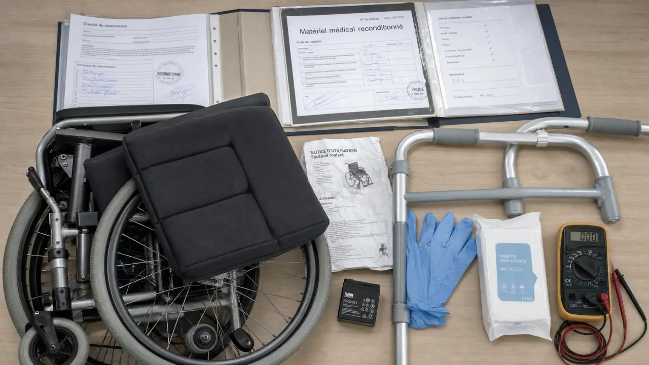 Matériel médical occasion : fauteuil roulant et contrôles reconditionnement