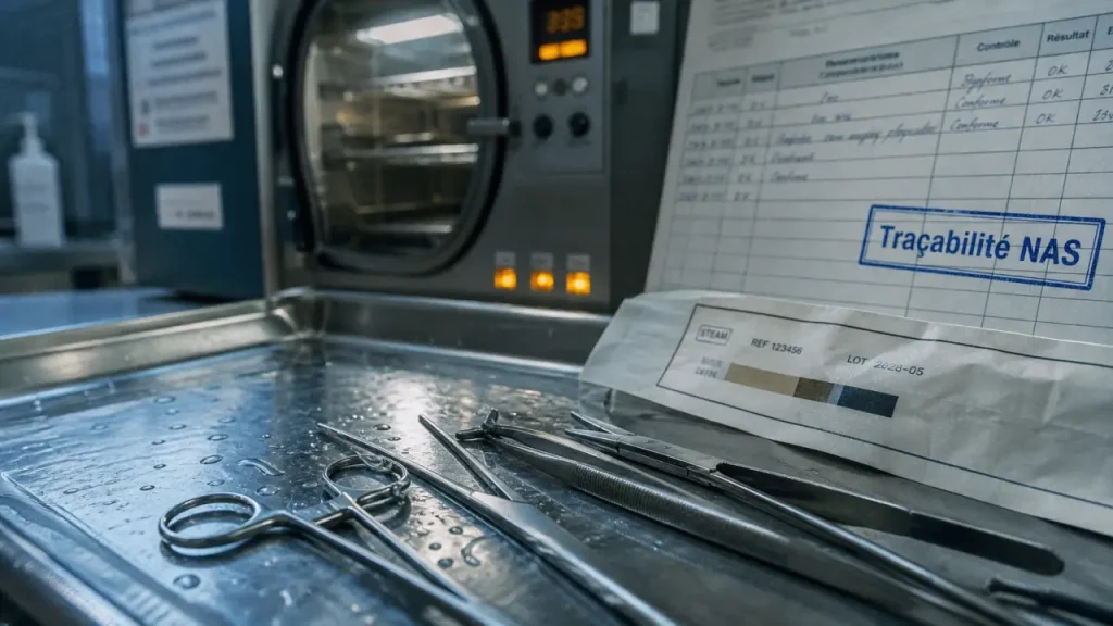 Stérilisation matériel médical : autoclave, sachet stérile et traçabilité
