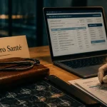 Crédit mutuel profession de santé : main médecin signe un relevé de compte professionnel