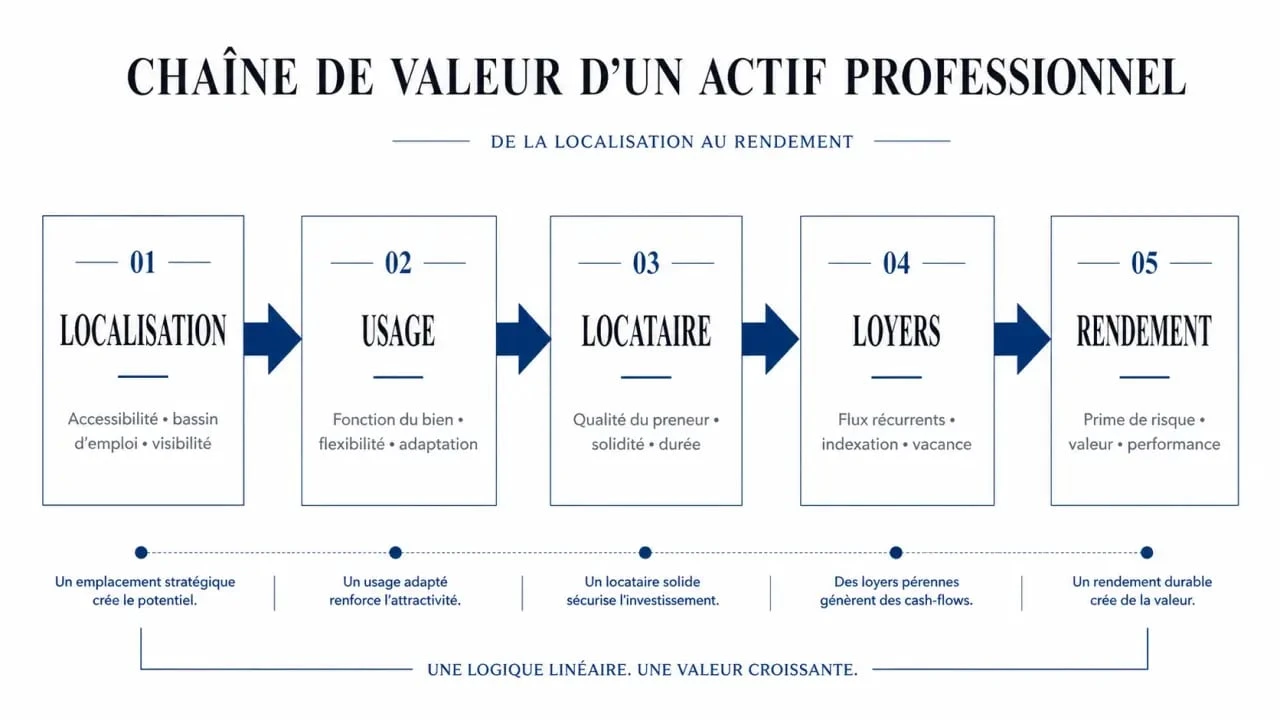 Chaîne de valeur et facteurs de succès pour un investissement immobilier d'entreprise