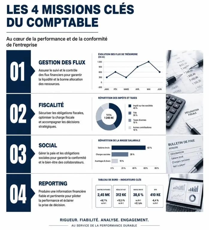 Infographie des missions principales d'un expert-comptable dans les Yvelines