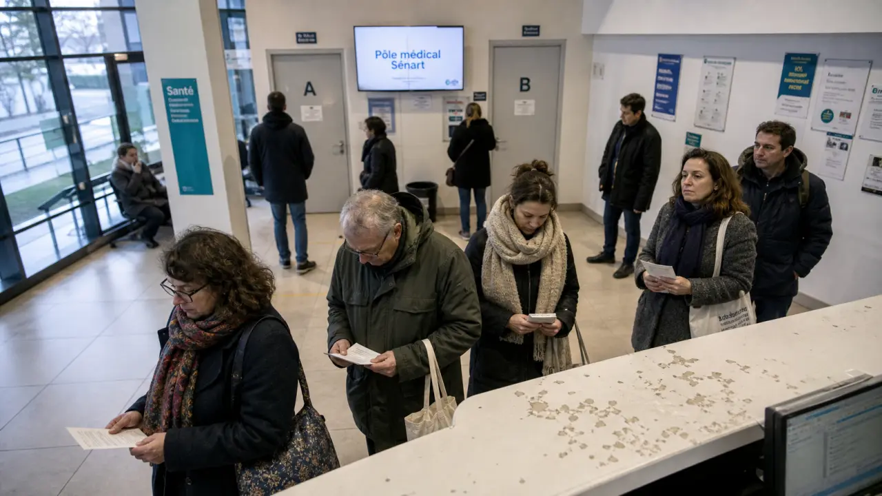 Pole medical de senart : hall vitré, patients et rendez-vous