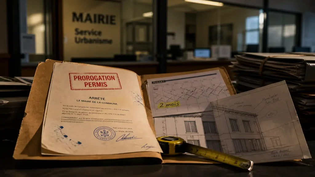Prorogation permis de construire : dossier mairie, 2 mois, validité jusqu’à 2 ans