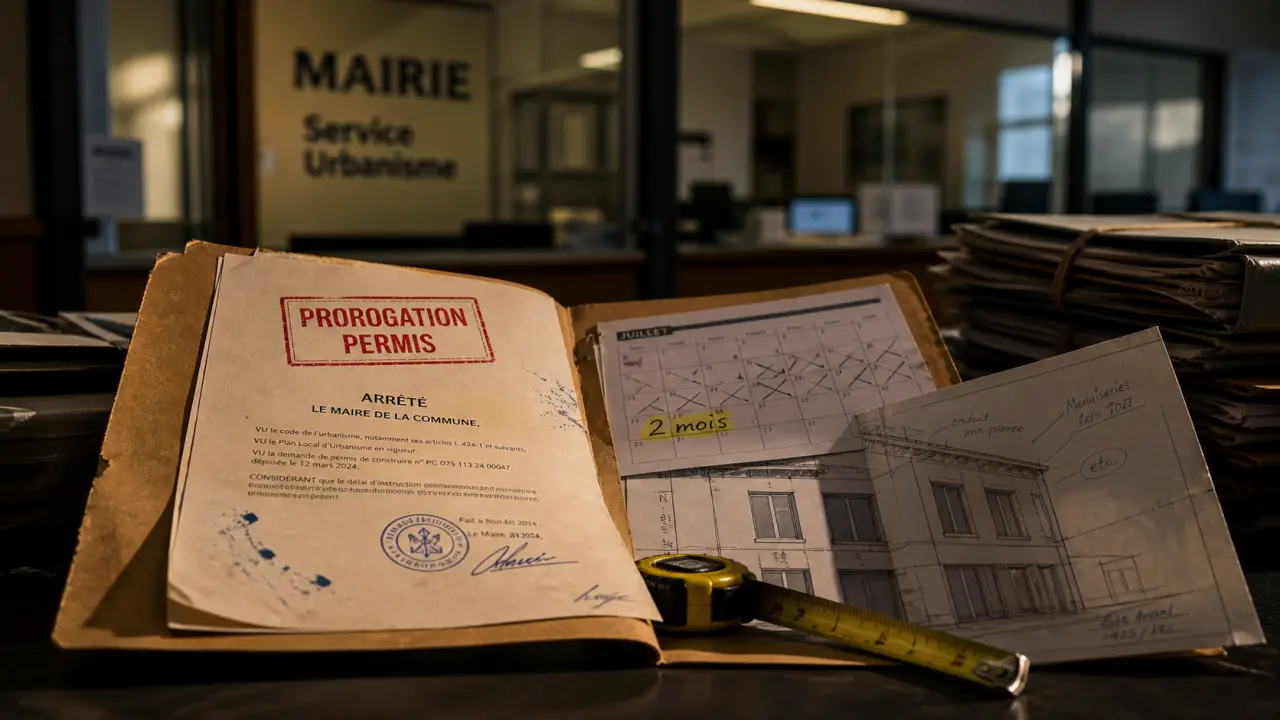 Prorogation permis de construire : dossier mairie, 2 mois, validité jusqu’à 2 ans
