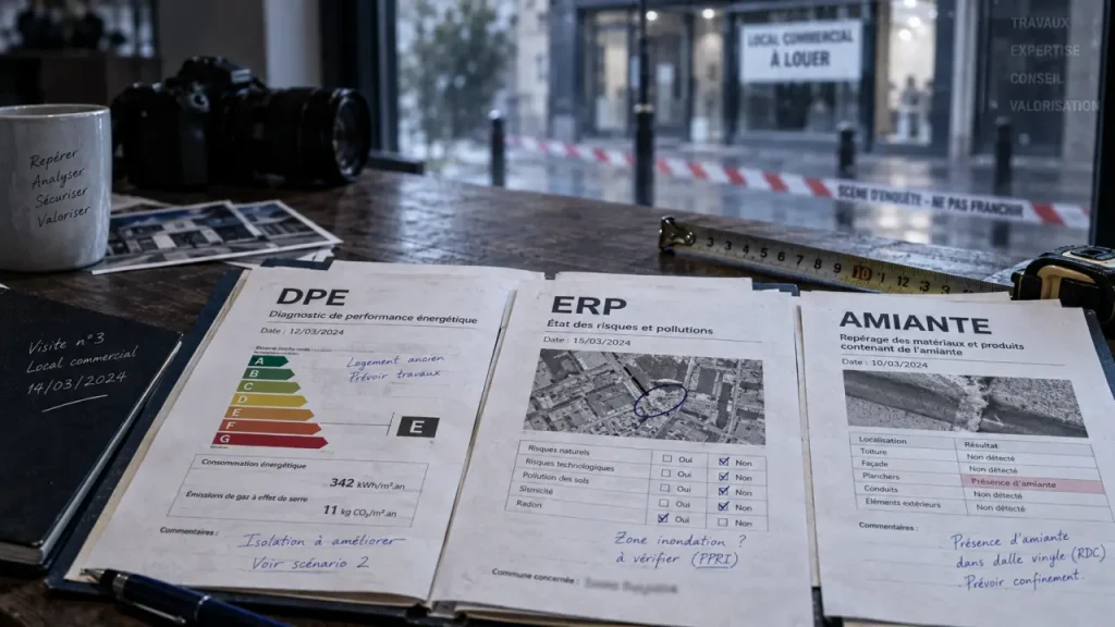 Bail commercial diagnostics obligatoires DPE ERP amiante avant signature