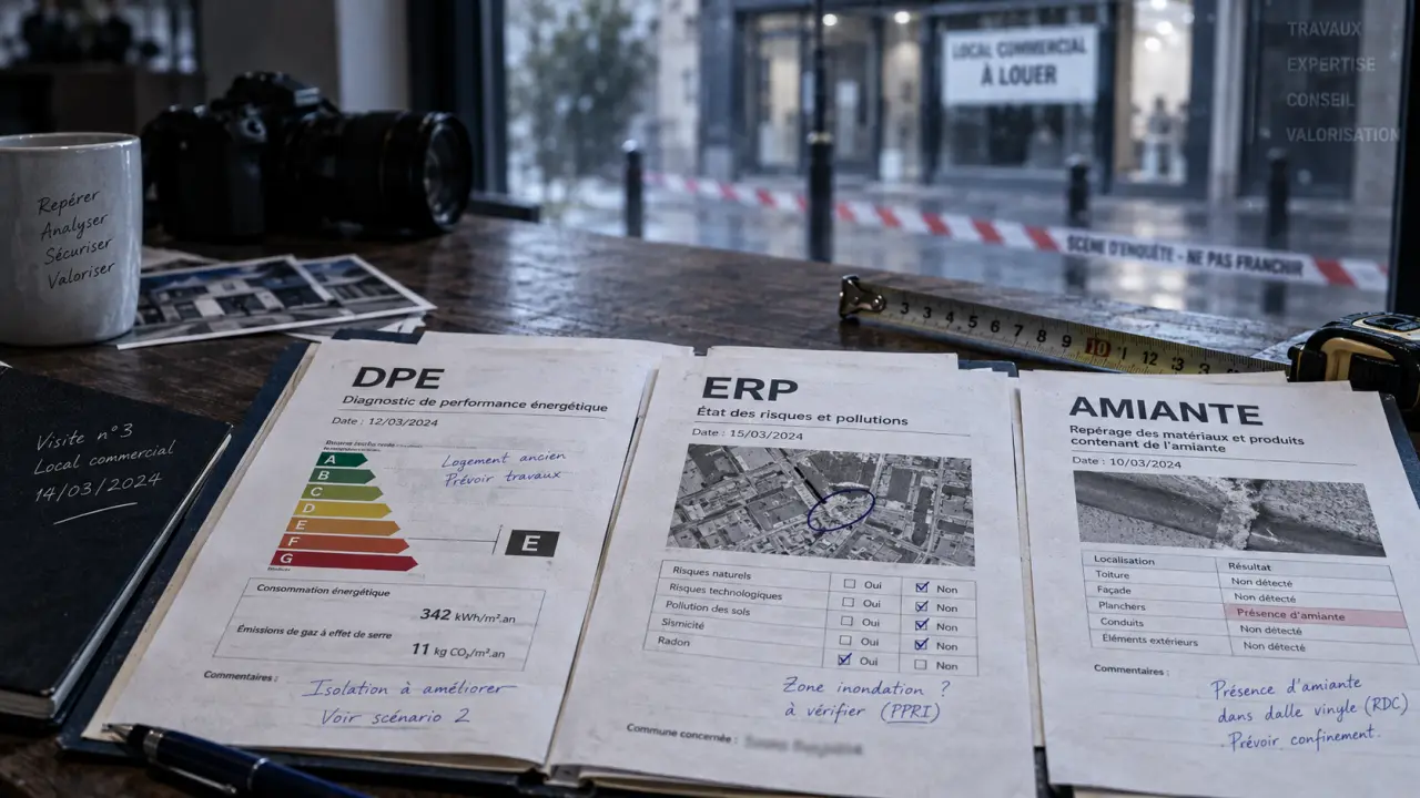 Bail commercial diagnostics obligatoires DPE ERP amiante avant signature