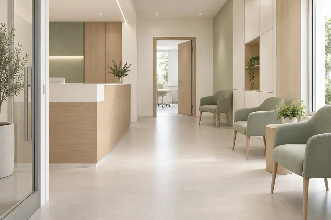 Aménagement cabinet médical avec accueil, salle d’attente et circulation fluide