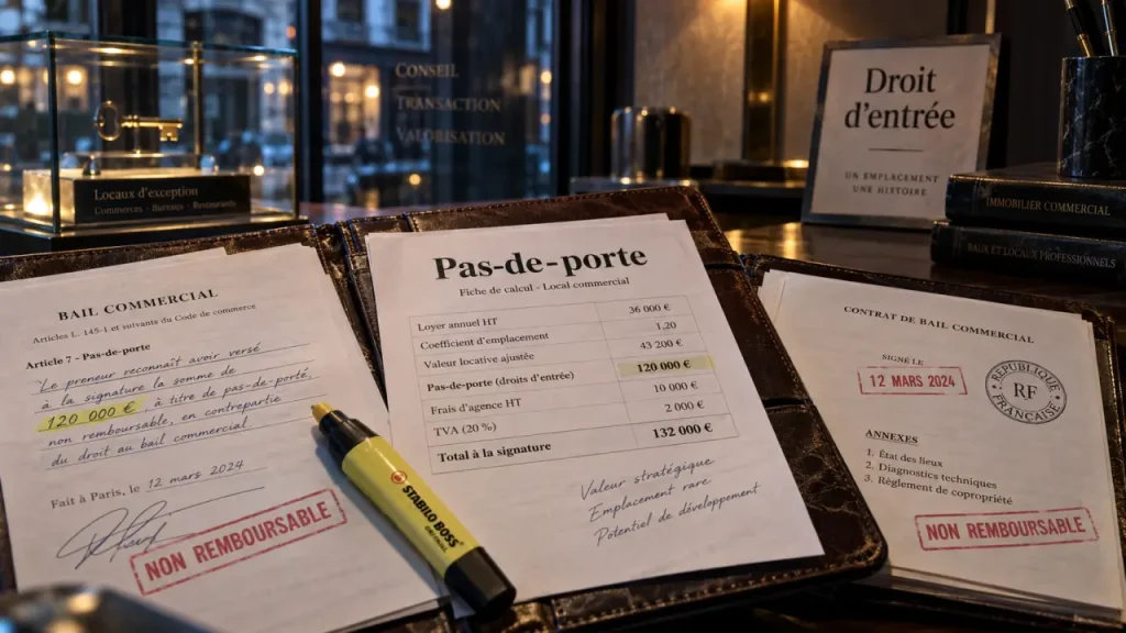 Pas de porte bail commercial : droit d’entrée en bail commercial
