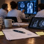 RCP medical : table de réunion médicale et dossiers