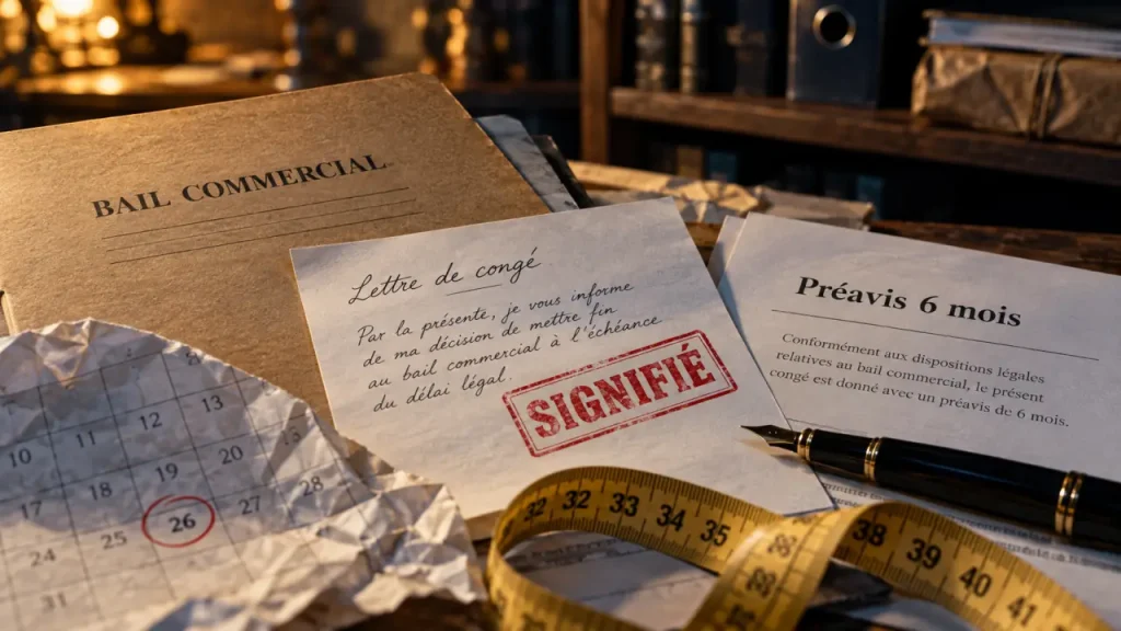 Résilier un bail commercial : préavis 6 mois, lettre signifiée